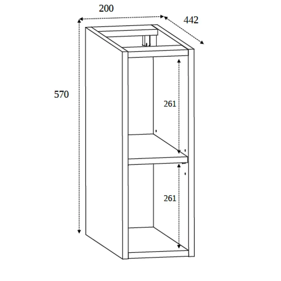 3xE Living Etagère de salle de bain, Noir Mat, 20 x 57 x 46 cm
