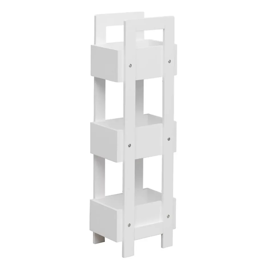 Mobili Rebecca Etagère de Salle de Bains en MDF Blanc Moderne 88x28x20 cm Rebecca Mobili