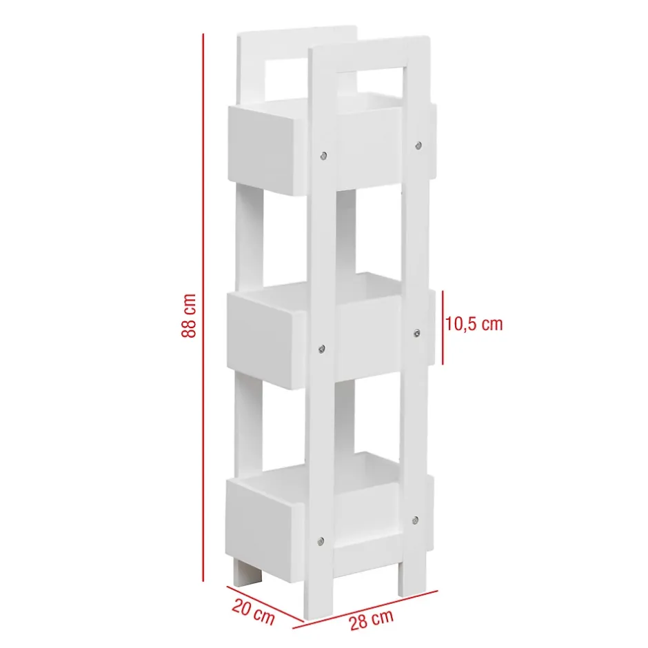 Mobili Rebecca Etagère de Salle de Bains en MDF Blanc Moderne 88x28x20 cm Rebecca Mobili