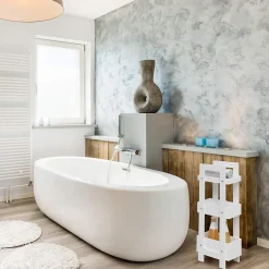 Mobili Rebecca Etagère de Salle de Bains en MDF Blanc Moderne 74x28x20 cm Rebecca Mobili* Meuble De Salle De Bains Faible Profondeur|Etagère Salle De Bains