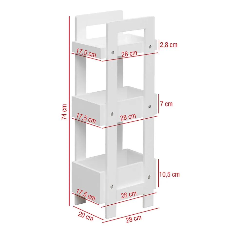 Mobili Rebecca Etagère de Salle de Bains en MDF Blanc Moderne 74x28x20 cm Rebecca Mobili* Meuble De Salle De Bains Faible Profondeur|Etagère Salle De Bains