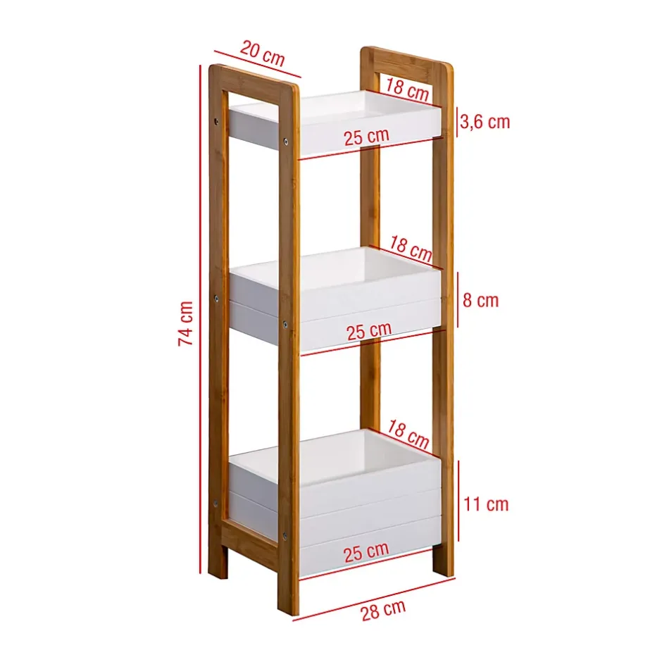 Mobili Rebecca Etagère en échelle Meuble de Salle de Bains MDF Bambu Blanc Marron Rebecca Mobili* Etagère Salle De Bains