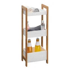 Mobili Rebecca Etagère en échelle Meuble de Salle de Bains MDF Bambu Blanc Marron Rebecca Mobili* Etagère Salle De Bains