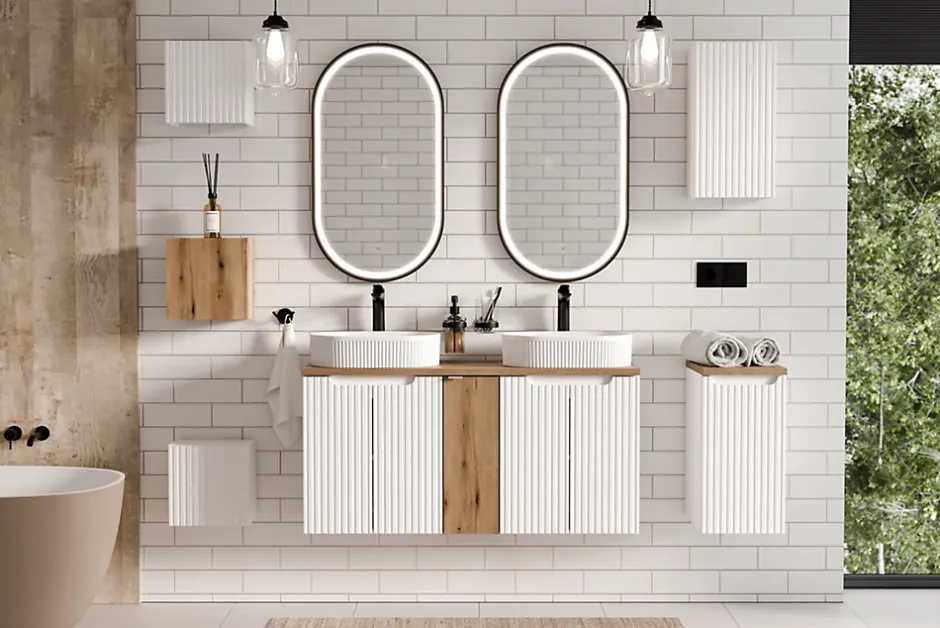 Furnidea Etagère haut de salle de bain suspendue NOVA BLANC 27 x 28 cm
