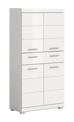 Chb Collection Eteka - Armoire de salle de bains (L/H/P : 74x141x31 cm) en imitation blanc et blanc brillant profond* Armoire De Salle De Bains