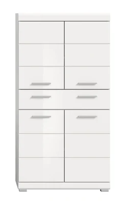 Chb Collection Eteka - Armoire de salle de bains (L/H/P : 74x141x31 cm) en imitation blanc et blanc brillant profond* Armoire De Salle De Bains