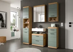 Chb Collection Eteka - Armoire suspendue (L/H/P : 37x79x24 cm) en imitation blanc et imitation sauge emboutie* Armoire De Salle De Bains