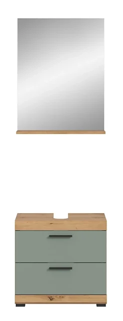 Chb Collection Eteka - Combinaison de salle de bains (L/H/P : 60x191x34 cm) en imitation blanc et imitation sauge profonde