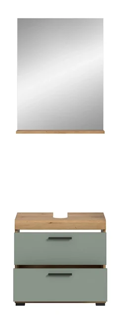 Chb Collection Eteka - Combinaison de salle de bains (L/H/P : 60x191x34 cm) en imitation blanc et imitation sauge profonde