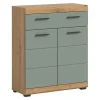 Chb Collection Eteka - Meuble bas (L/H/P : 74x88x31 cm) en imitation blanc et imitation sauge profonde