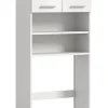 Chb Collection Eteka - Meuble lavabo (L/H/P : 63x191x24 cm) en imitation blanc et blanc brillant profond