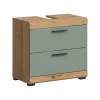 Chb Collection Eteka - Meuble sous-lavabo (L/H/P : 60x56x34 cm) en imitation blanc et imitation sauge profonde