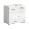 Chb Collection Eteka - Meuble sous-lavabo (L/H/P : 60x56x34 cm) en imitation blanc et blanc brillant profond