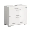 Chb Collection Eteka - Meuble sous-lavabo (L/H/P : 60x56x34 cm) en imitation blanc et blanc brillant profond* Meuble Sous Lavabo