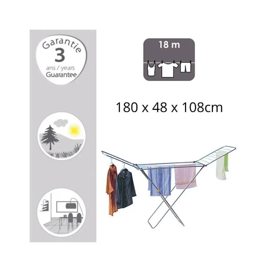 MSV Etendoir à linge à ailes 18M en Inox* Etendoir À Linge