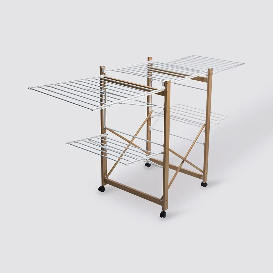 5Five Etendoir à linge 4 roues avec surface d'étendage de 27 m effet bois ,* Etendoir À Linge
