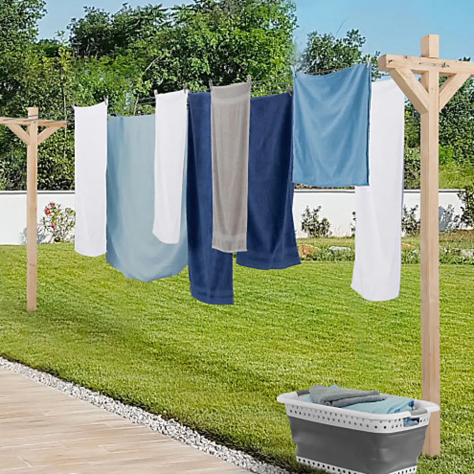 IDMarket Etendoir à linge extérieur MADERA capacité 12M en bois