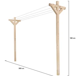 IDMarket Etendoir à linge extérieur MADERA capacité 12M en bois