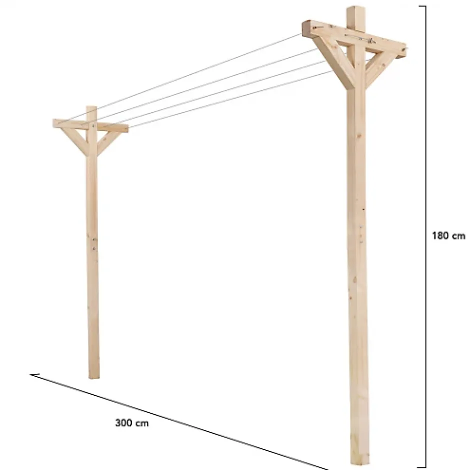 IDMarket Etendoir à linge extérieur MADERA capacité 12M en bois