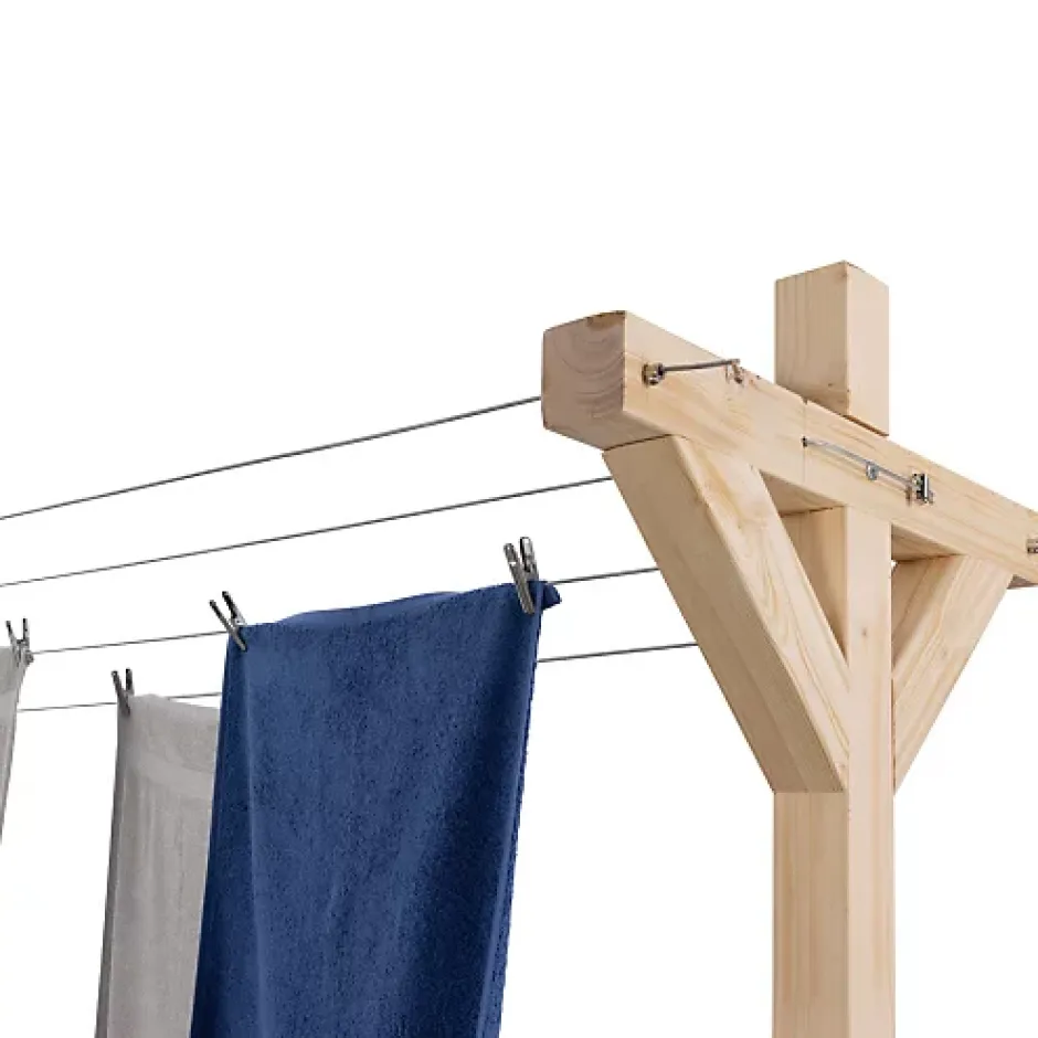 IDMarket Etendoir à linge extérieur MADERA capacité 12M en bois