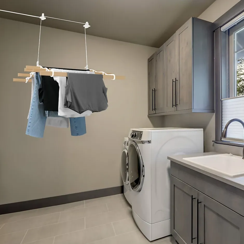 MonsterShop Etendoir à Linge Suspendu de 0,9 Mètre - Blanc