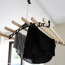 MonsterShop Etendoir à Linge Suspendu - Noir- 2.4m* Etendoir À Linge