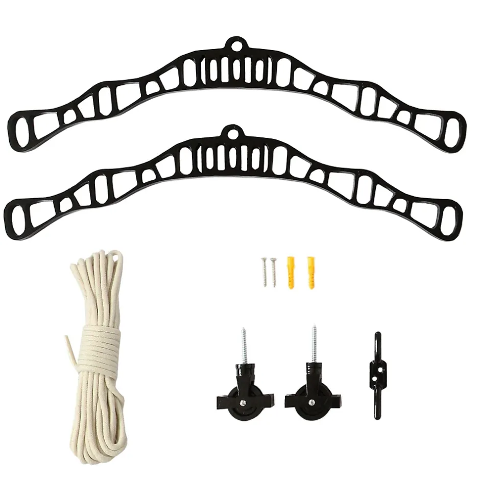 MonsterShop Etendoir à Linge Suspendu de 1,2 Mètre - Poulie Noir* Etendoir À Linge