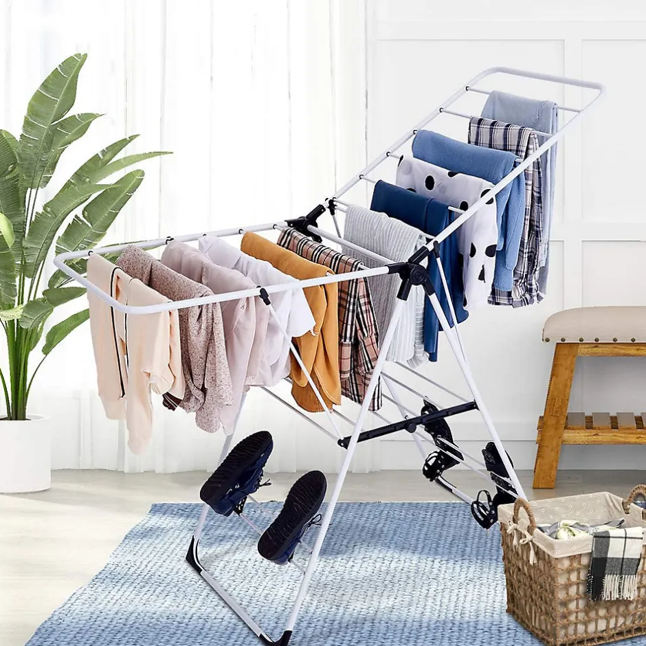 Giantex Etendoir a Linge Pliable Portable en Acier Inoxydable Rangement pour Vetements de Lessive
