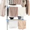 Giantex Etendoir a Linge Pliable a 4 Niveaux avec Ailes Laterales Rotatives et Etageres Pliables Sechoir avec Roues Verrouillables