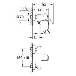 Grohe Eurostyle Cosmopolitan Mitigeur monocommande 1/2 douche (33590002)