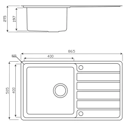 GoodHome Evier à encastrer en acier inoxydable 1 bac et égouttoir l. 50,5 x L.86,5 x P. 21,5 cm Quassia* Evier Et Robinet De Buanderie