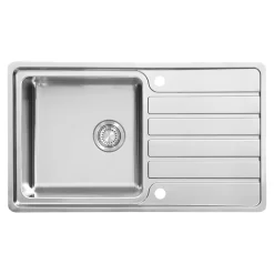 GoodHome Evier à encastrer en acier inoxydable 1 bac et égouttoir l. 50,5 x L.86,5 x P. 21,5 cm Quassia* Evier Et Robinet De Buanderie