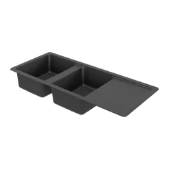 GoodHome Evier à encastrer en composite quartz 2 bacs et égouttoir L. 116 x l. 50 x H. 28,2 cm Alland