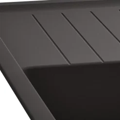 GoodHome Evier à encastrer en composite quartz noir 1 bac et égouttoir L. 86 x l. 50 x H. 28,2 cm Alland* Evier Et Robinet De Buanderie