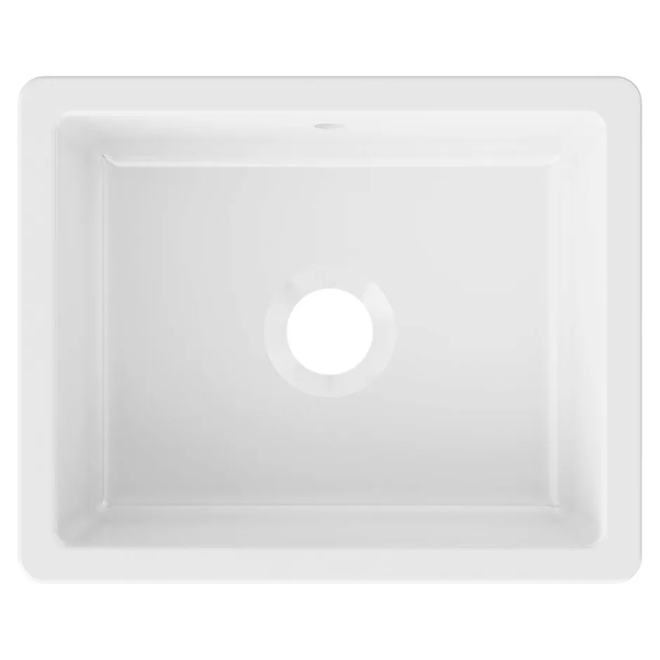 GoodHome Evier à encastrer en céramique blanc 1 bac l. 46 x L.56,5 x P. 20 cm Hyssop