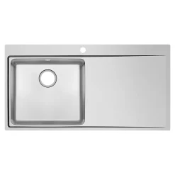 GoodHome Evier à encastrer en inox 1 bac et égouttoir l. 52 x L.100 x P. 21 cm Varenna