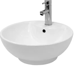 ECD Germany Evier ceramique vasque rond a poser moderne lave-mains salle de bain 455 mm* Vasque À Poser