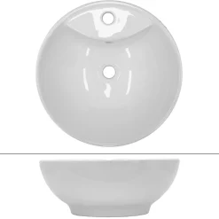 ECD Germany Evier ceramique vasque rond a poser moderne lave-mains salle de bain 455 mm* Vasque À Poser