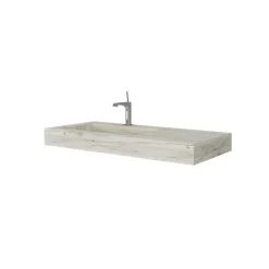 Kiamami Valentina Evier Hpl Asymétrique Avec Lavabo À Gauche 100Cm Chêne Glacé* Lavabo
