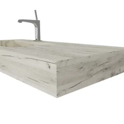 Kiamami Valentina Evier Hpl Asymétrique Avec Lavabo À Gauche 100Cm Chêne Glacé* Lavabo