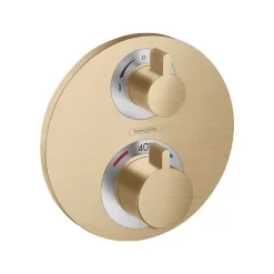 Hansgrohe Façade mitigeur thermostatique encastré Ecostat S avec robinet d'arrêt et inverseur bronze brossé* Robinet De Douche