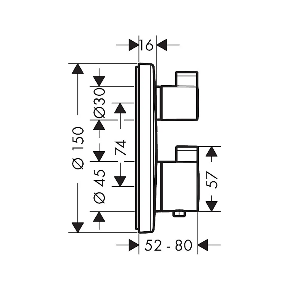 Hansgrohe Façade mitigeur thermostatique encastré Ecostat S avec robinet d'arrêt et inverseur bronze brossé* Robinet De Douche