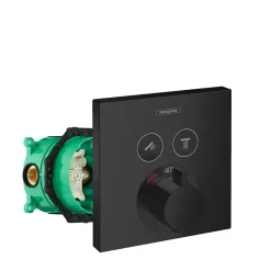 Hansgrohe Façade pour mitigeur thermostatique encastré ShowerSelect avec 2 fonctions noir mat et corps encastré iBox* Robinet De Douche