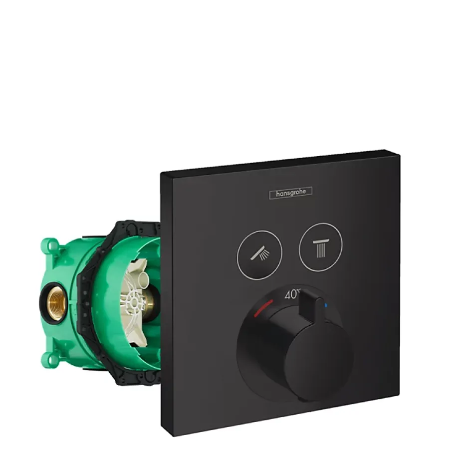 Hansgrohe Façade pour mitigeur thermostatique encastré ShowerSelect avec 2 fonctions noir mat et corps encastré iBox* Robinet De Douche