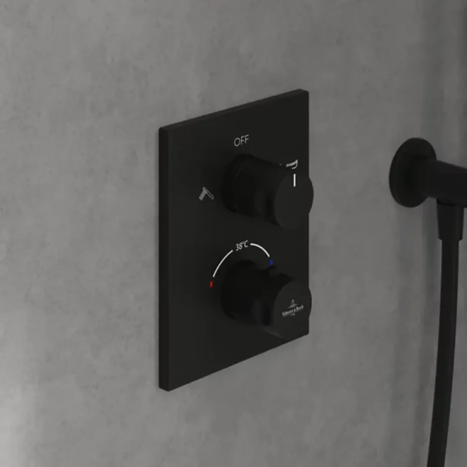 Villeroy & Boch Façade thermostatique 2 voies VILLEROY ET BOCH Universal rectangle Noir mat + corps encastré