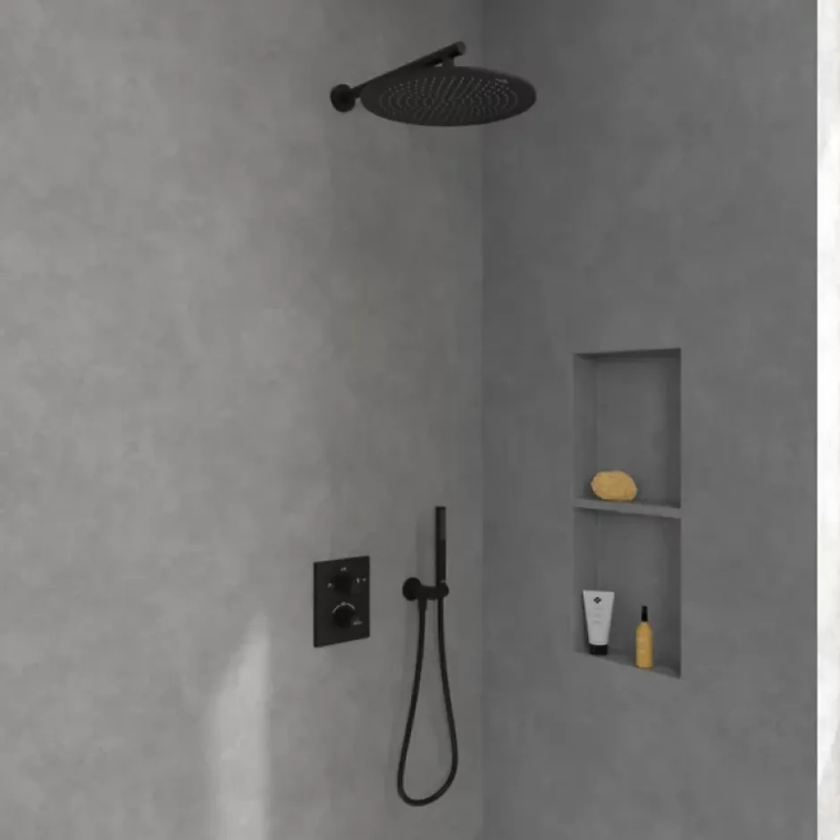 Villeroy & Boch Façade thermostatique 2 voies VILLEROY ET BOCH Universal rectangle Noir mat + corps encastré