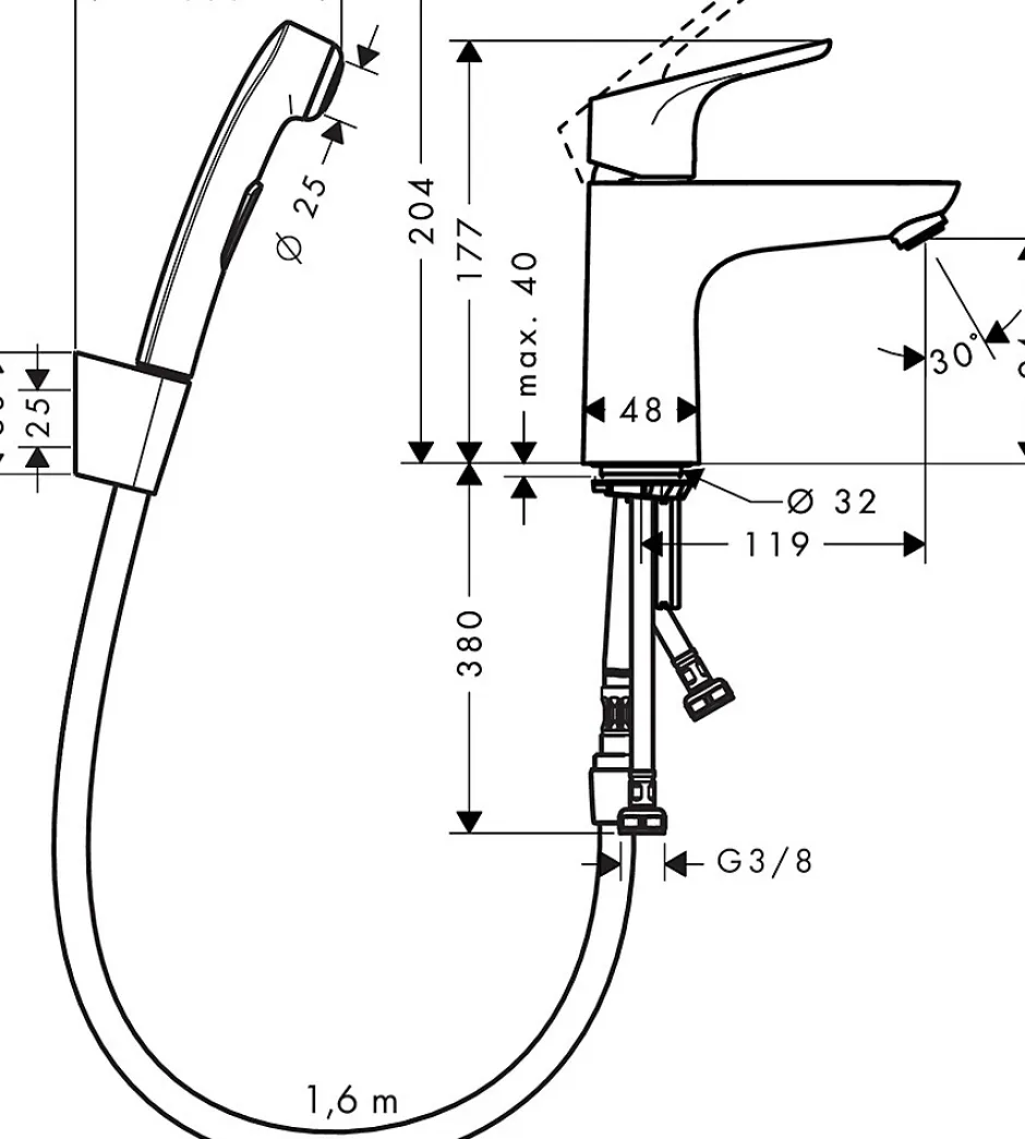 Hansgrohe Focus Set bidette, bonde Push-Open, chromé (31927000)* Bidet