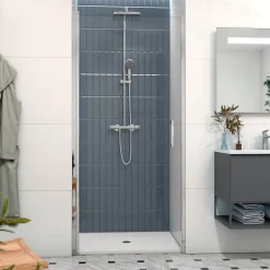 Swiss Aqua Technologies Fusion Porte de douche 100x195cm pivotante anticalcaire avec profilé chrome brillant (SATFUD100NIKA-SET)* Porte De Douche