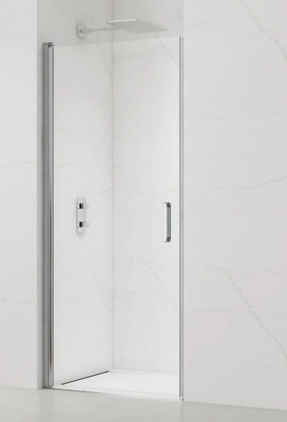 Swiss Aqua Technologies Fusion Porte de douche 100x195cm pivotante anticalcaire avec profilé chrome brillant (SATFUD100NIKA-SET)* Porte De Douche