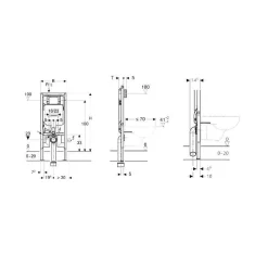 Geberit Duofix Bâti-support extra-plat 114 cm UP720, gain de place, avec réservoir à encastrer Sigma 8 cm (111.796.00.1)* Wc Suspendu